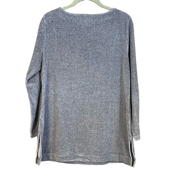 Susan Graver Gray Velour A-Line Bateau Neck Long Sleeve Top Size Small - Picture 2 of 6